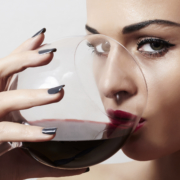 woman drinking red wine a perfect pinky aurora spa